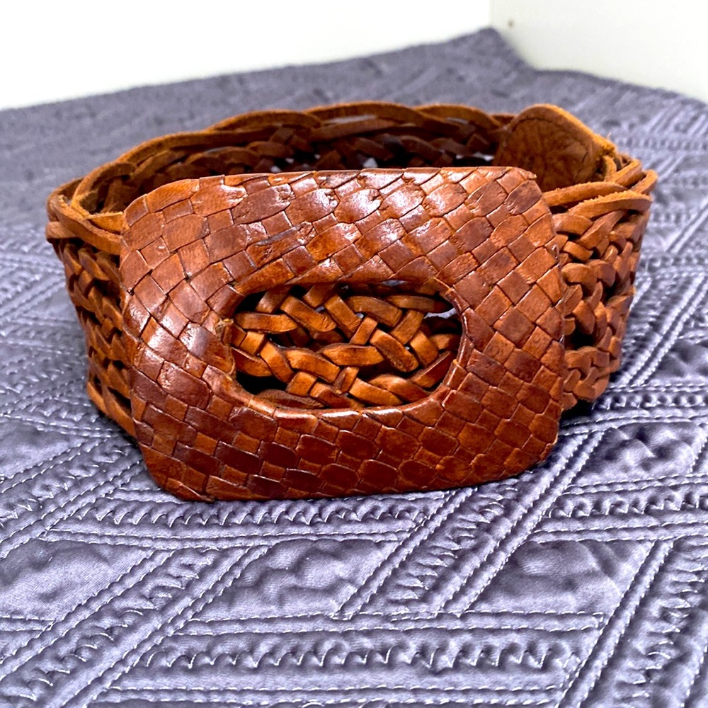 Brown Leather adjustable wide belt